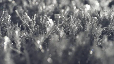 Macro close up shot of snowflake in natural surroundings Stock Footage 97972988