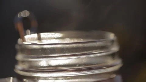 Macro close-up of smoking hot tea cup Video stock 103147690