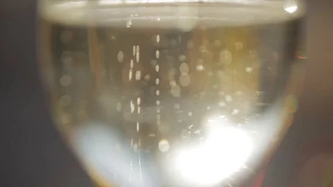 Macro close-up of a sparkling wine glass Video stock 102321176