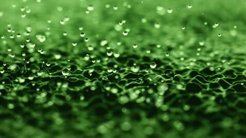 Macro close up super slow motion 1000 fps.Explosion splash drops liquid in green Stock Footage 255197701