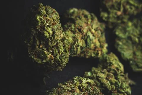 Macro close up of Sweet Island Cannabis Marijuana Dry Buds, Stock Photos