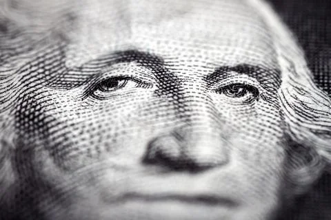 Macro close up of United States one dollar bill Ilustração Stock