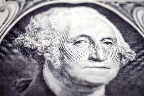 Macro close up of United States one dollar bill Stock Illustration