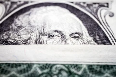 Macro close up of United States one dollar bill Stock Illustration