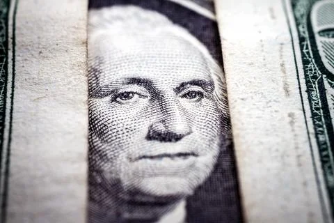 Macro close up of United States one dollar bill Stock Illustration