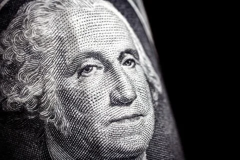 Macro close up of United States one dollar bill Stock Illustration