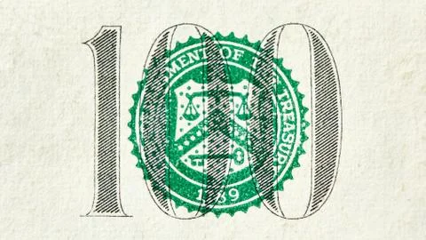 Macro close up of the US 100 dollar bill Stock Photos