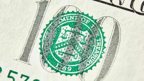 Macro close up of the US 100 dollar bill Stock-Fotos