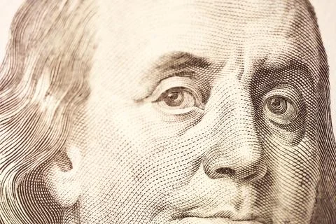 Macro close up of the US 100 dollar bill. Extreme macro. Shallow dof 스톡 사진