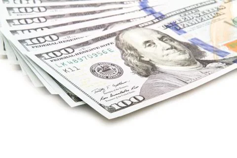 Macro close up of the US dollar bill. Stock Photos