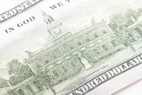 Macro close up of the US dollar bill. Stock Photos