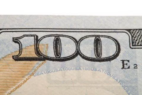 Macro close up of the US dollar bill. Stock Photos
