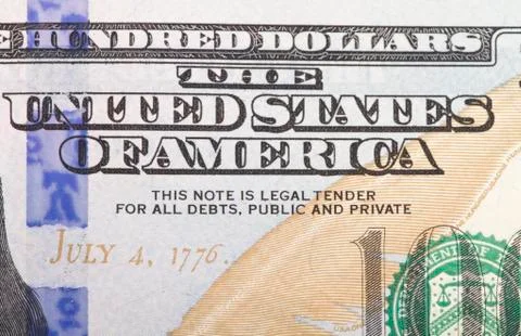 Macro close up of the US dollar bill. Stock Photos