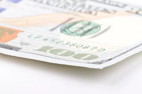 Macro close up of the US dollar bill. Stock Photos