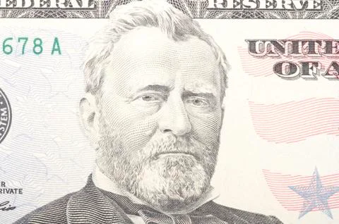 Macro close up of the US dollar bill. Stock Photos