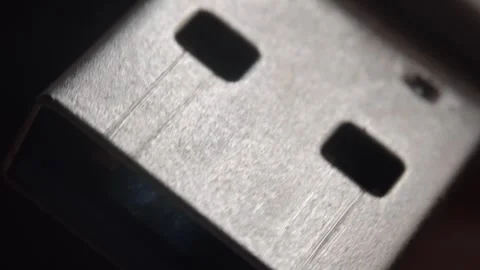 Macro Close Up of USB Port Connector Showing Electronic Interface and Metal Stock Footage 340803202