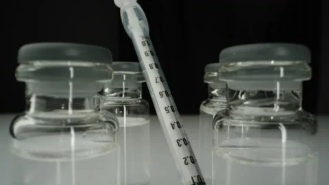 Macro close up of vaccines and vials Stock Footage 147057540