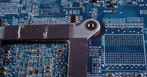 Macro close-up video of an electronic circuit board Stock Footage 317369896