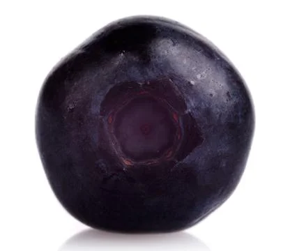 Macro close up view of single fresh blueberries isolated on white background Stock Photos