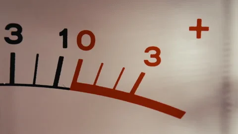 Macro Close Up of Vintage VU Meter Needle Moving into Red Overload Zone 库存影片 342445955