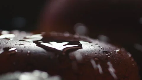 Macro close-up of water droplets on an agate stone Stock Footage 345565206