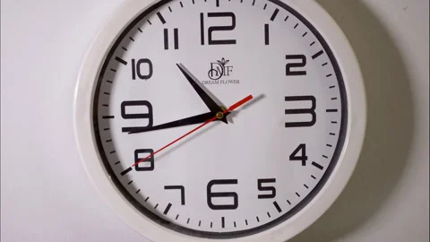 Macro Close-Up of a White Clock With a Red Second Hand on White Stock Footage 337788342