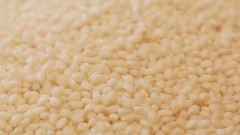 Macro Close-up of White Rice Grains Filling Frame with Soft Focus Vidéo 335499912
