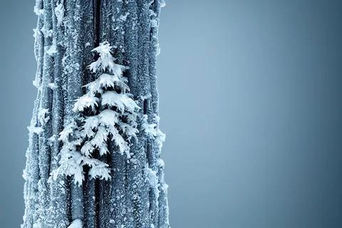 Macro Close-up Winter Frost Tree Trunk Stock Illustration