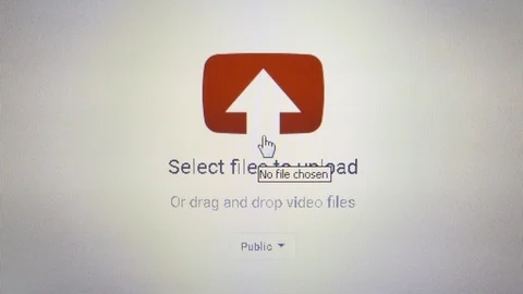 Macro close up Youtube upload panel with user dragging clip Stock Footage 103855954