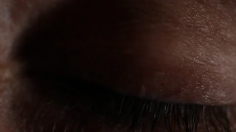 Macro of closed hazel eye opening and iris dilating as light turns on.1080p24. Stock Footage 22733531