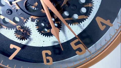 A macro closeup of an antique clock in a time lapse  counting down 4k Stock Footage 336288396