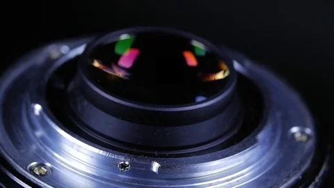 Macro closeup of camera lens mount rotating around Stock Footage 70245390