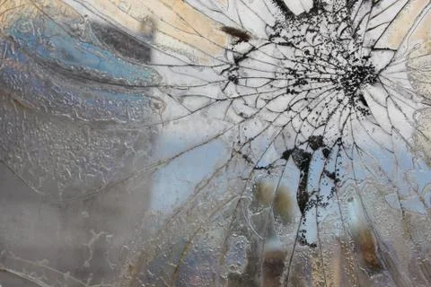 Macro closeup of cracked windshield in an old truck Stock Photos