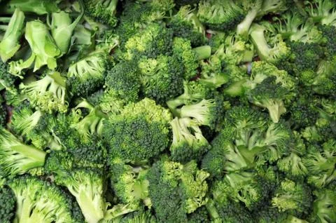 A macro closeup of the green vegetable, cut broccoli. Foto stock