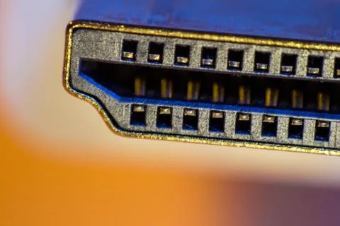 Macro closeup of HDMI cable connector Foto stock