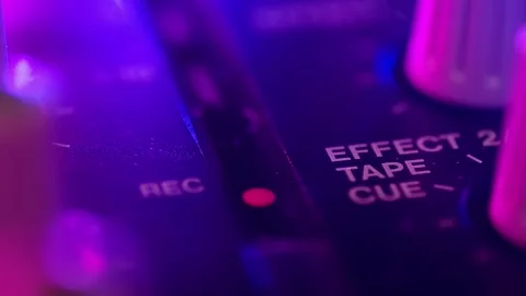 Macro closeup of portable cassette tape studio mixer Stock Footage 162223078