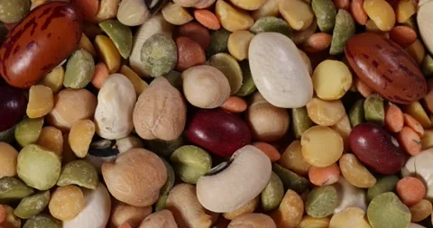 Macro closeup rotating turning Mixed beans multi grain colourful mixture Stock Footage 172917834