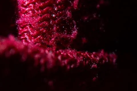 Macro Closeup Selective Focus Red Woven Fabric Texture: Vibrant Thread Deta.. 写真素材