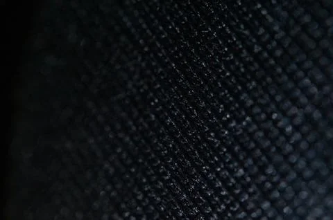 Macro Closeup Selective Focus Texture: Black Woven Fabric Material Detail, .. Stock Photos