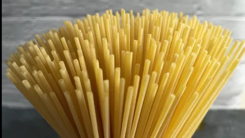 Macro Closeup shot italian spaghetti pasta traditional food Italy spinning Stock Footage 273677620