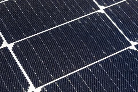 Macro closeup of solar panels with visible cells Stock Photos