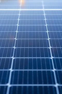 Macro closeup of solar panels with visible cells Stock Photos