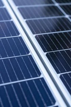 Macro closeup of solar panels with visible cells Stock Photos