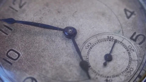 Macro closeup of an vintage clock Stock Footage