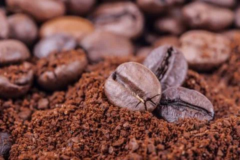 Macro coffee beans background Stock Photos