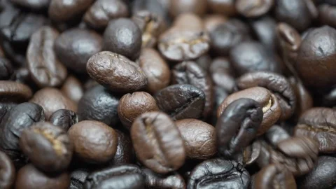 Macro of coffee beans raining slowmotion4 Stock Footage 93038390
