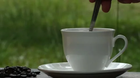 Macro Coffee beans. Top view. roasted coffee beans, 4k vdo . pouring coffee Stock Footage 152842403