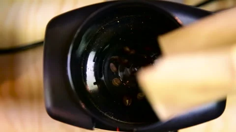 Macro coffee grinding process top down Stock Footage 56217870