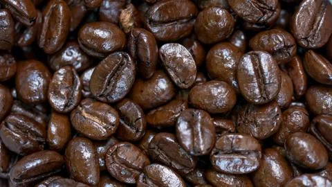 Macro of coffee seed roasted Stock Photos