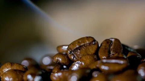 Macro of coffee seed roasted Stock Photos